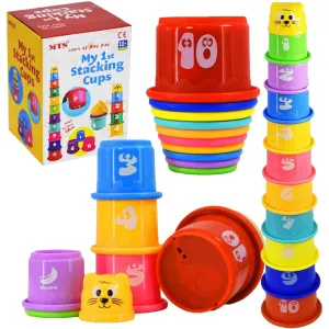 11 Pcs Building Beakers Nesting Cups Stacking Blocks Toddler Baby Bath Toy Teddy