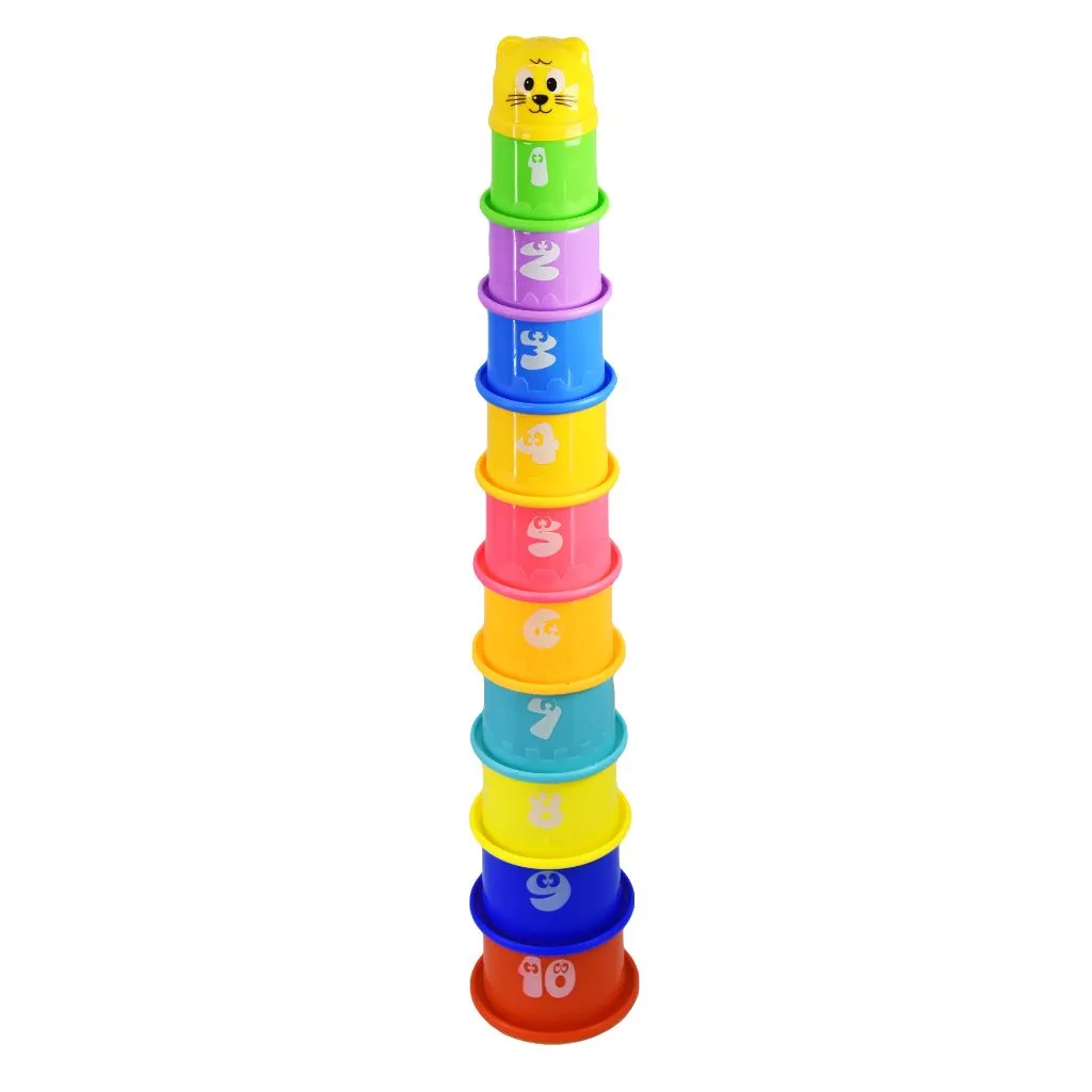 11 Pcs Building Beakers Nesting Cups Stacking Blocks Toddler Baby Bath Toy Teddy