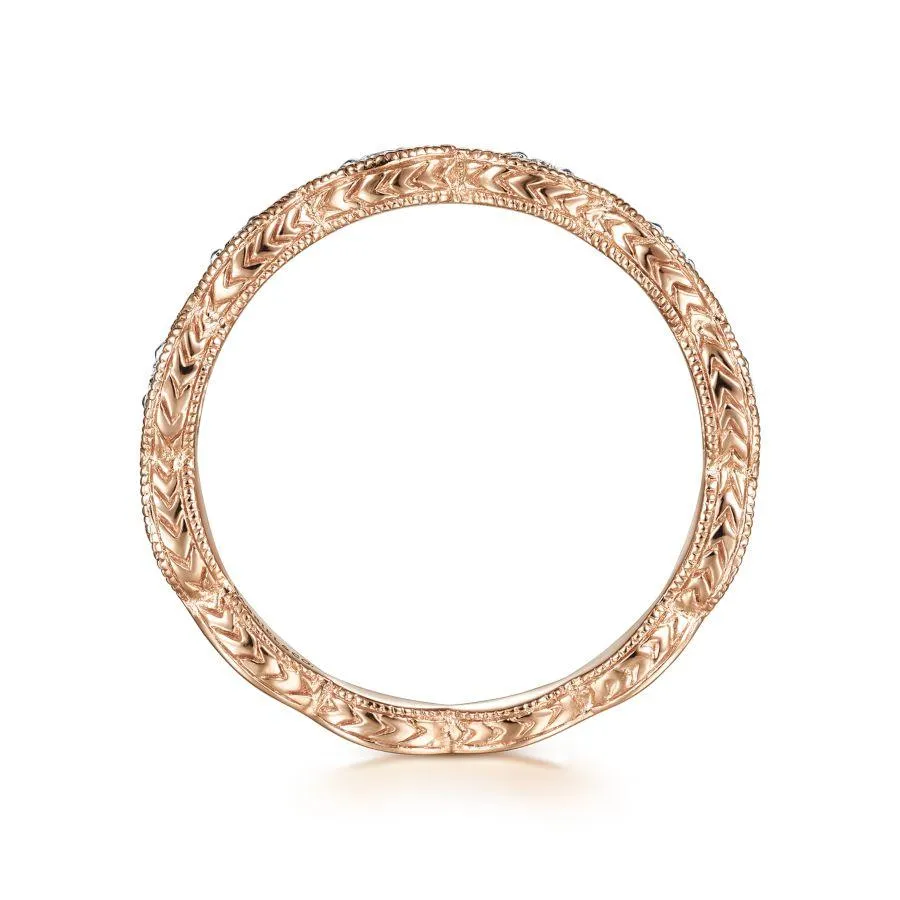 14K Rose Gold Diamond Marquise Station Ring