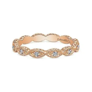 14K Rose Gold Diamond Marquise Station Ring