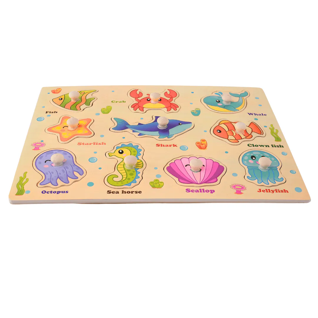 2 in 1 Marine Animals Wooden board with pins   Whiteboard, marker