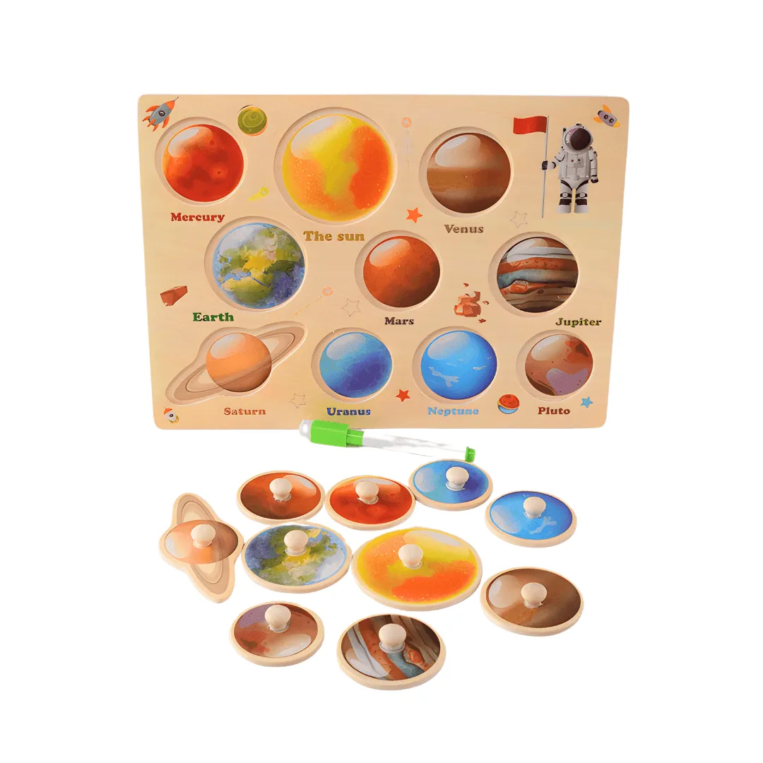 2 in 1 Planets Wooden board with pins   Whiteboard, marker