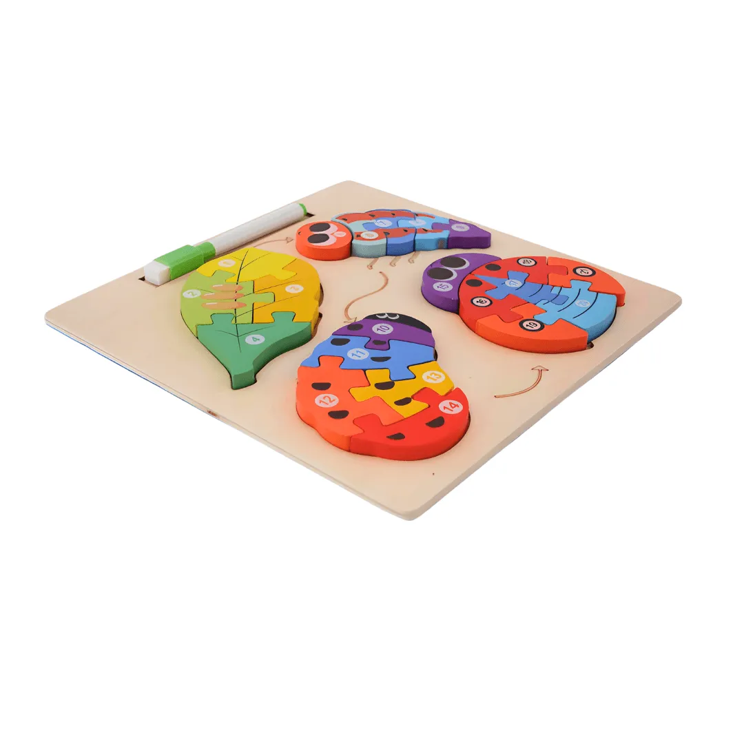 2 in 1 Puzzle, Lifecycle of Animals Puzzle & Whiteboard with Marker-Random design will be send