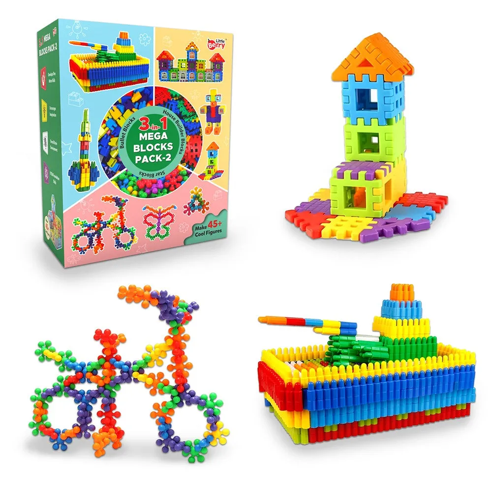 3-in-1 Building Blocks - Education & Learning Blocks (125  pcs) (Pack of 2)