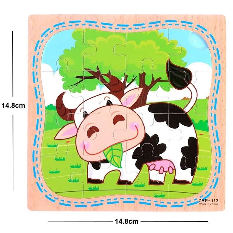 38 Style Cartoon Wooden Puzzle Children Animal/ Vehicle Jigsaw Toy 3-6 Year Baby Early Educational Toys for Kids Game