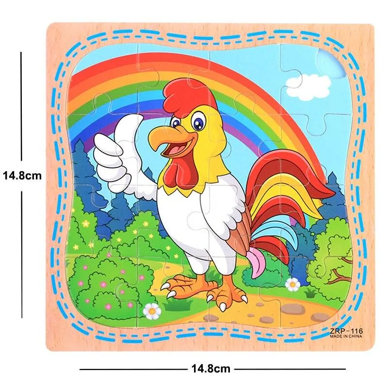 38 Style Cartoon Wooden Puzzle Children Animal/ Vehicle Jigsaw Toy 3-6 Year Baby Early Educational Toys for Kids Game