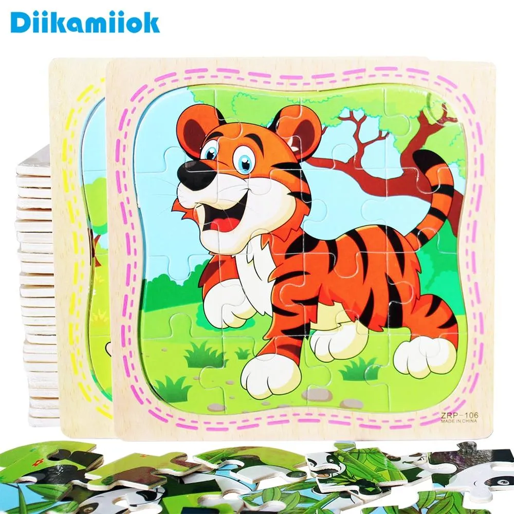 38 Style Cartoon Wooden Puzzle Children Animal/ Vehicle Jigsaw Toy 3-6 Year Baby Early Educational Toys for Kids Game