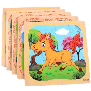 38 Style Cartoon Wooden Puzzle Children Animal/ Vehicle Jigsaw Toy 3-6 Year Baby Early Educational Toys for Kids Game