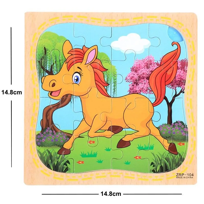 38 Style Cartoon Wooden Puzzle Children Animal/ Vehicle Jigsaw Toy 3-6 Year Baby Early Educational Toys for Kids Game