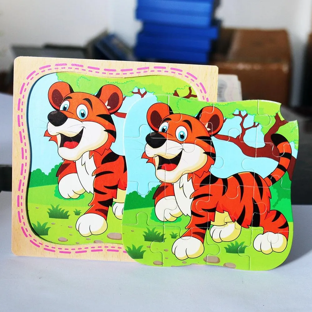 38 Style Cartoon Wooden Puzzle Children Animal/ Vehicle Jigsaw Toy 3-6 Year Baby Early Educational Toys for Kids Game