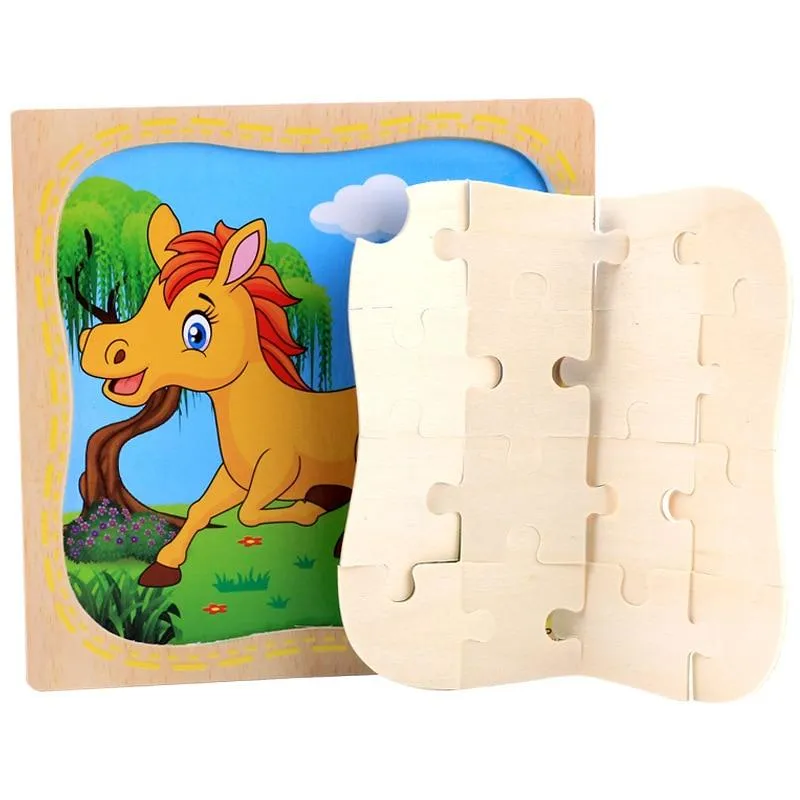 38 Style Cartoon Wooden Puzzle Children Animal/ Vehicle Jigsaw Toy 3-6 Year Baby Early Educational Toys for Kids Game