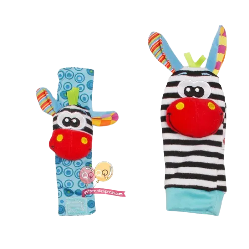 4 Piece Set Cartoon Foot Wrist Rattle Baby Educational Toys