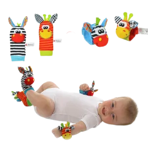 4 Piece Set Cartoon Foot Wrist Rattle Baby Educational Toys