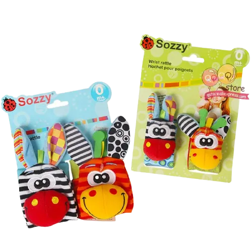 4 Piece Set Cartoon Foot Wrist Rattle Baby Educational Toys