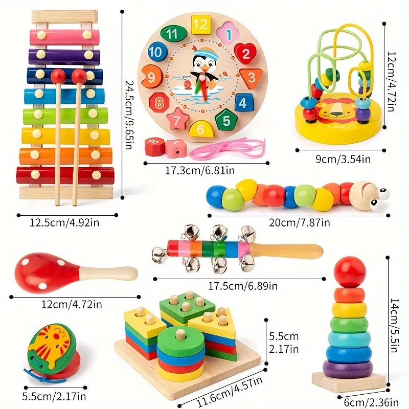 9in1 Montessori Wooden Toy Octave Piano Set Ideal Educational Gift