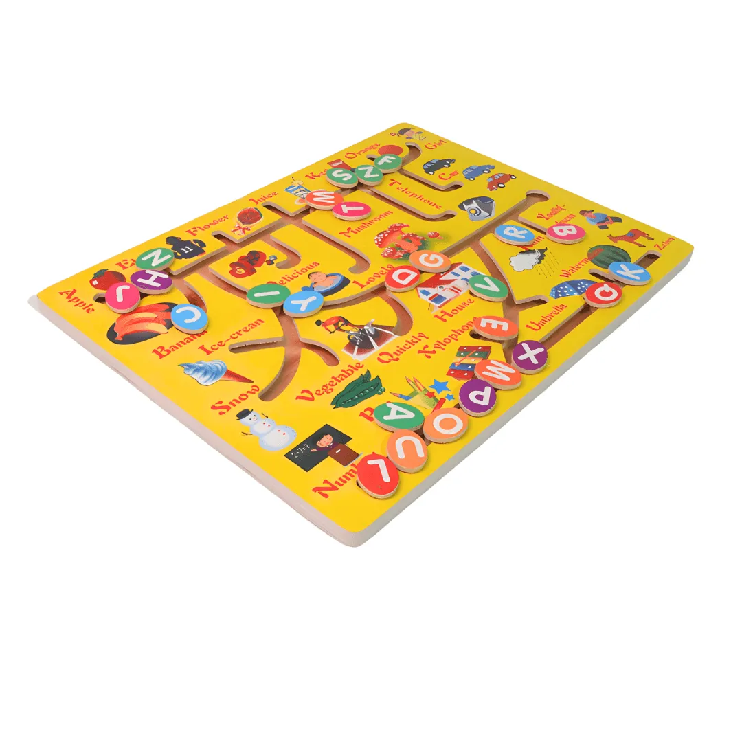 Alphabets Wooden Maze Chase Board for kids-Big(Multicolour)