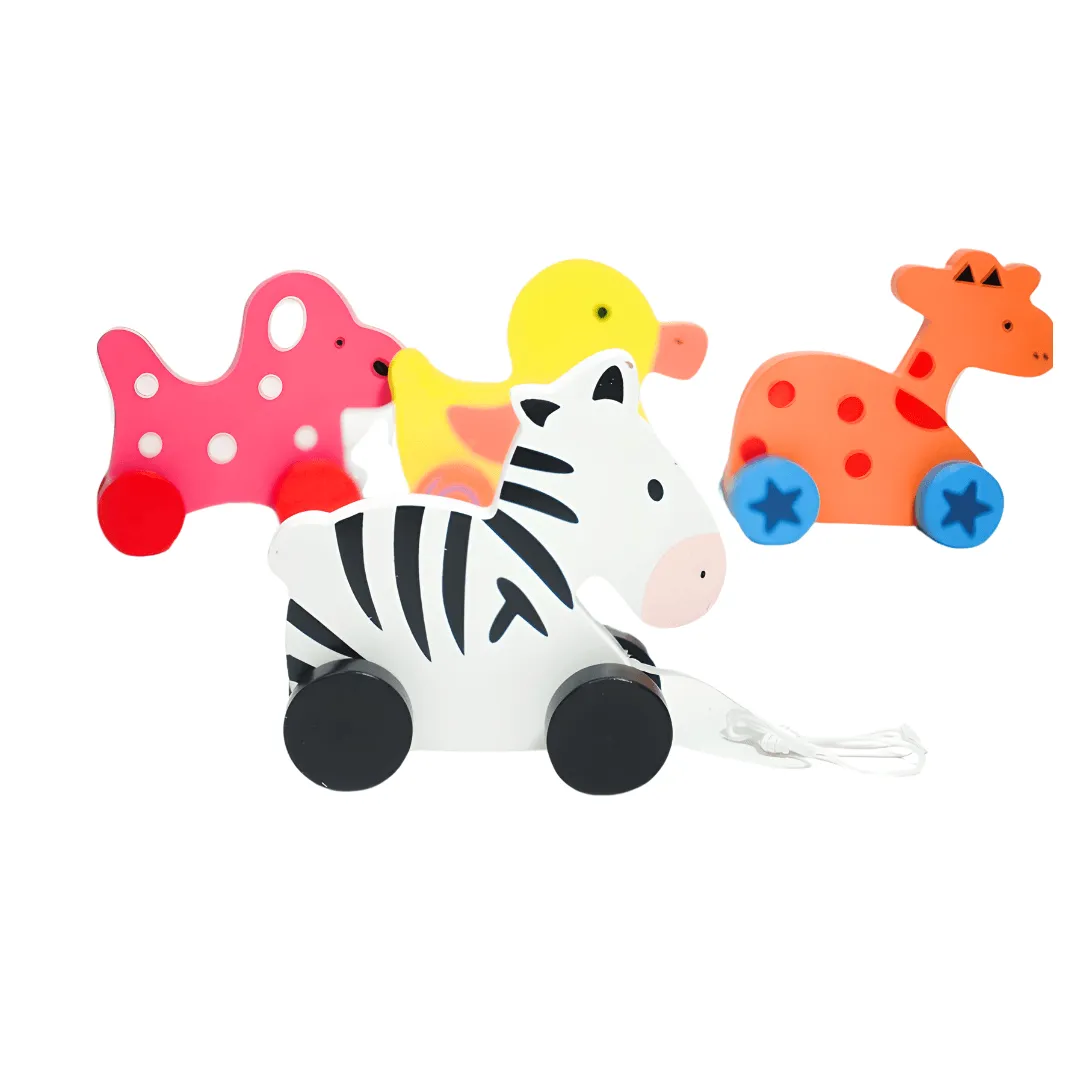 Animals Walk-A-Long Wooden Pull Along Toy for 12 Months -1 Piece (Random design will be send)