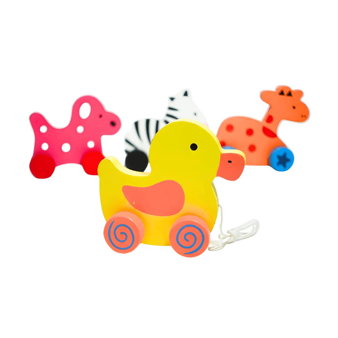 Animals Walk-A-Long Wooden Pull Along Toy for 12 Months -1 Piece (Random design will be send)