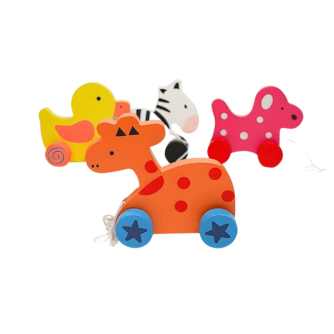 Animals Walk-A-Long Wooden Pull Along Toy for 12 Months -1 Piece (Random design will be send)