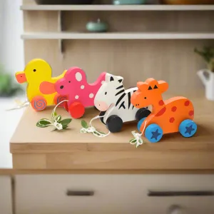 Animals Walk-A-Long Wooden Pull Along Toy for 12 Months -1 Piece (Random design will be send)