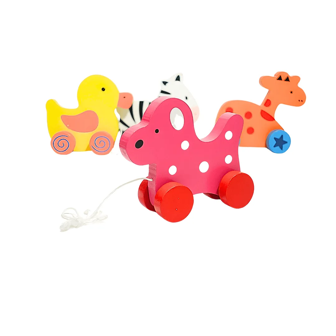 Animals Walk-A-Long Wooden Pull Along Toy for 12 Months -1 Piece (Random design will be send)