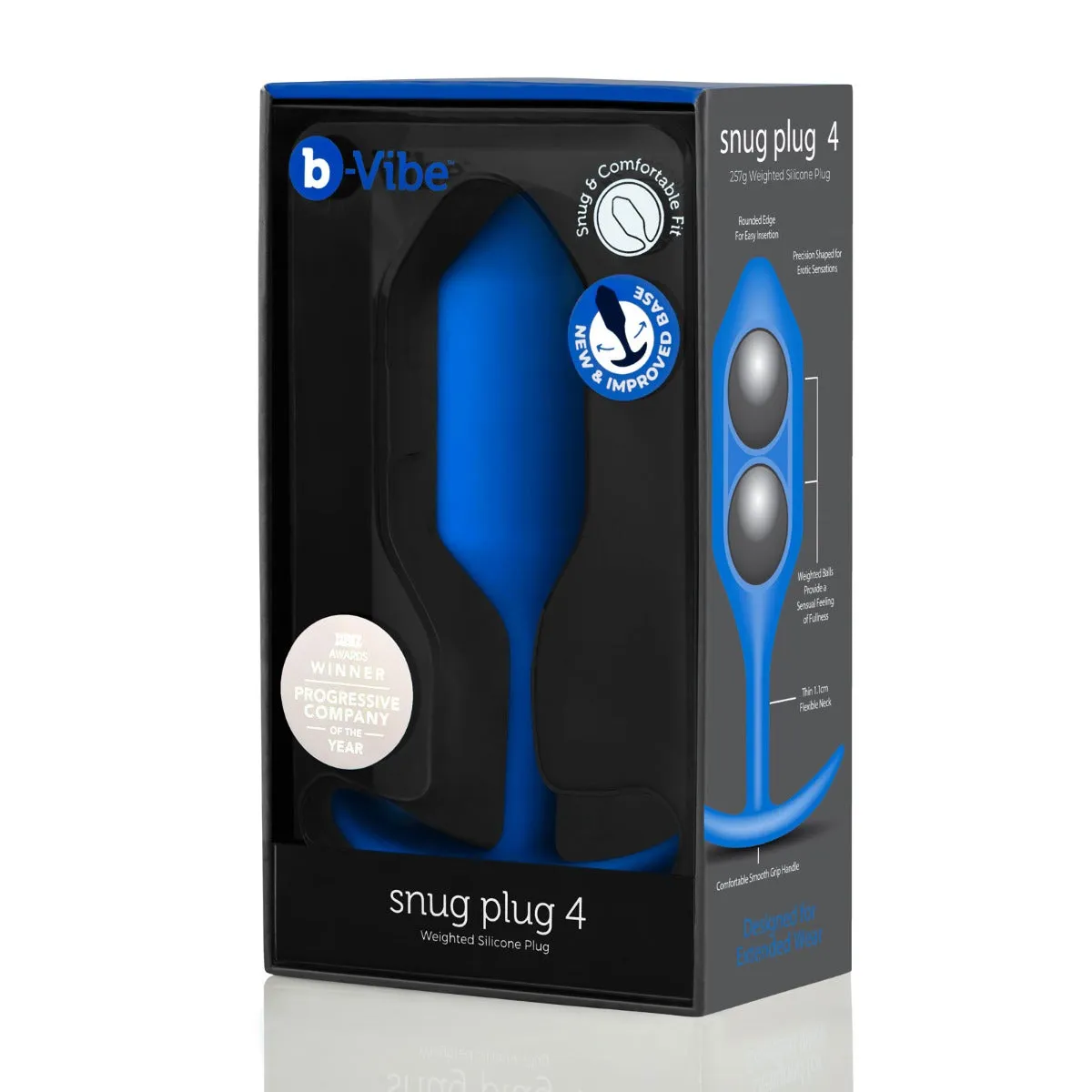 b-Vibe Snug Plug 4 Weighted Silicone Butt Plug Navy Blue