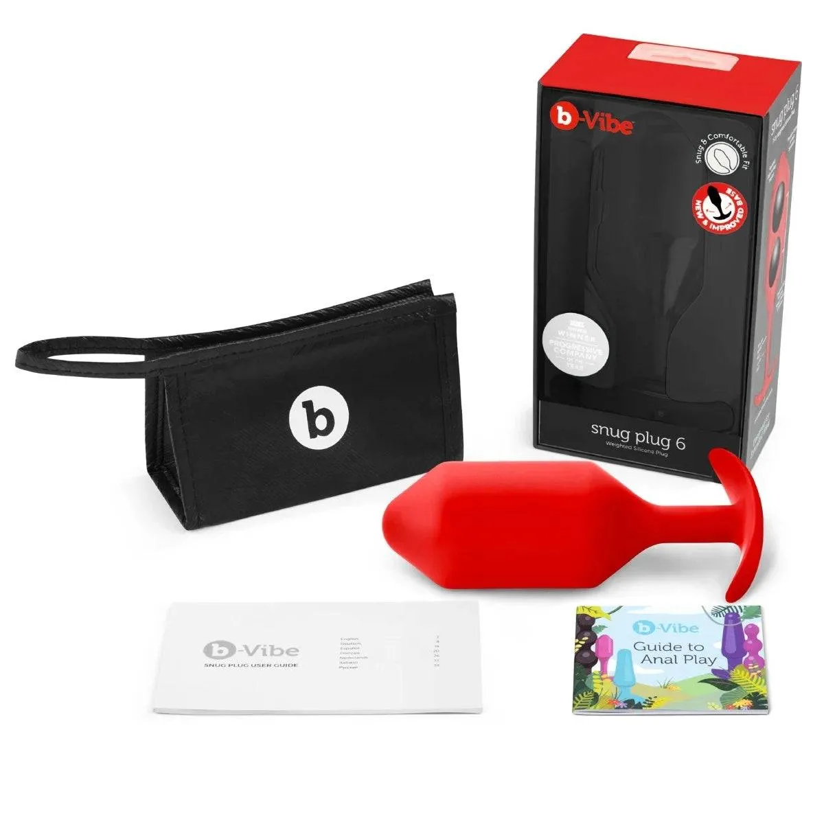 b-Vibe Snug Plug 6 Weighted Silicone Butt Plug Red