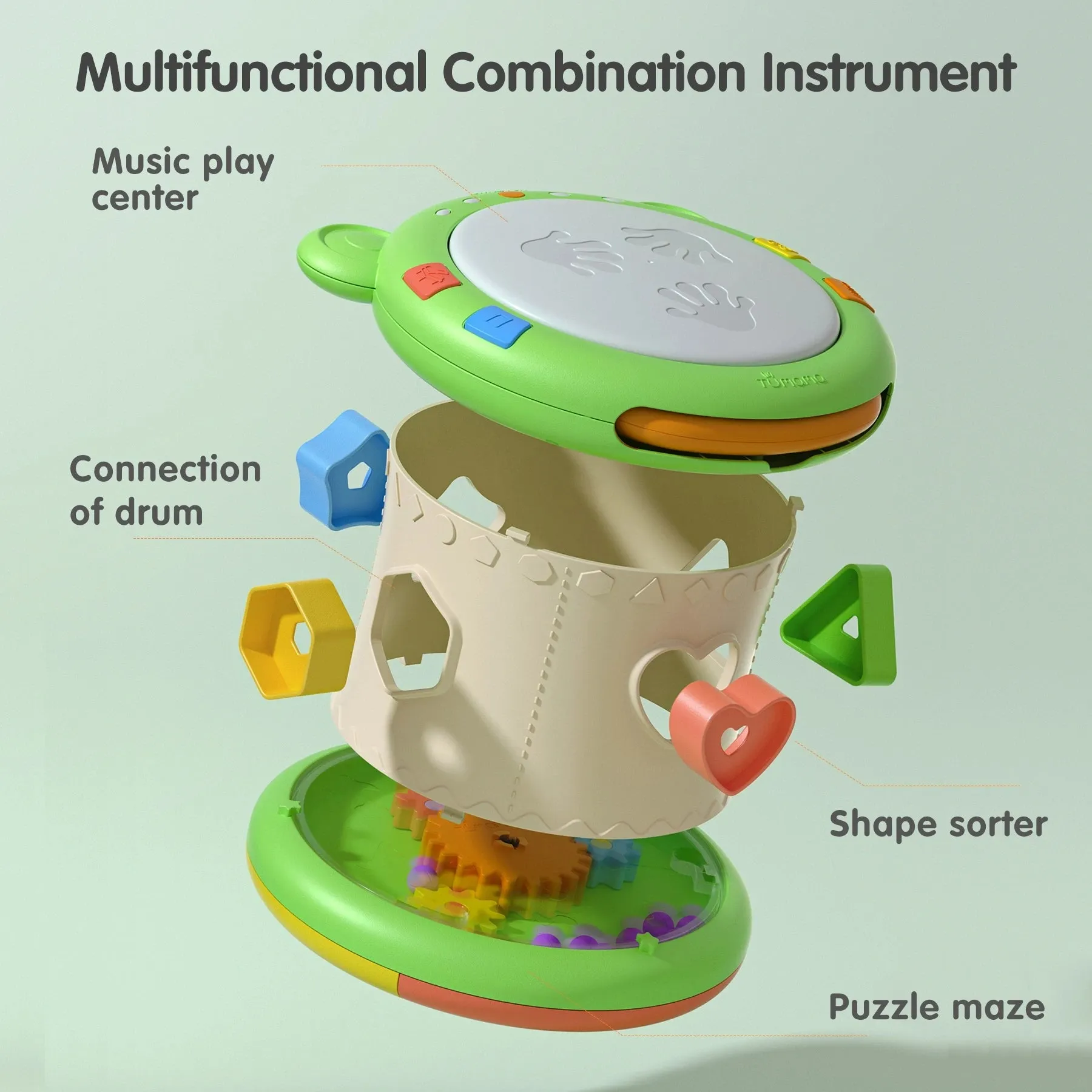 Baby musical toy,3-in-1 musical instruments sensory toy with light and sounds  shape sorter activity music cube for baby toddler 18 Months 