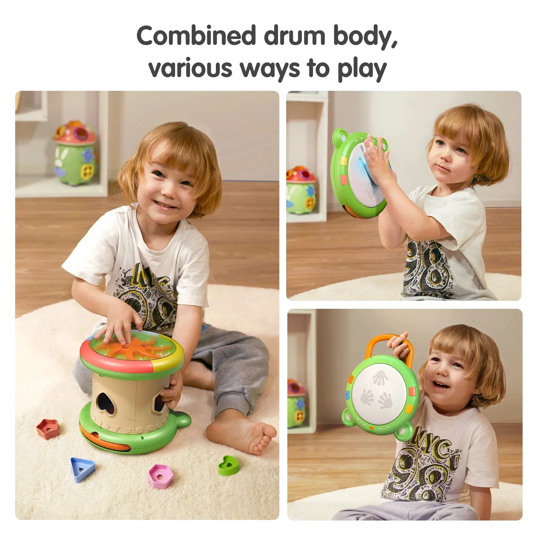 Baby musical toy,3-in-1 musical instruments sensory toy with light and sounds  shape sorter activity music cube for baby toddler 18 Months 