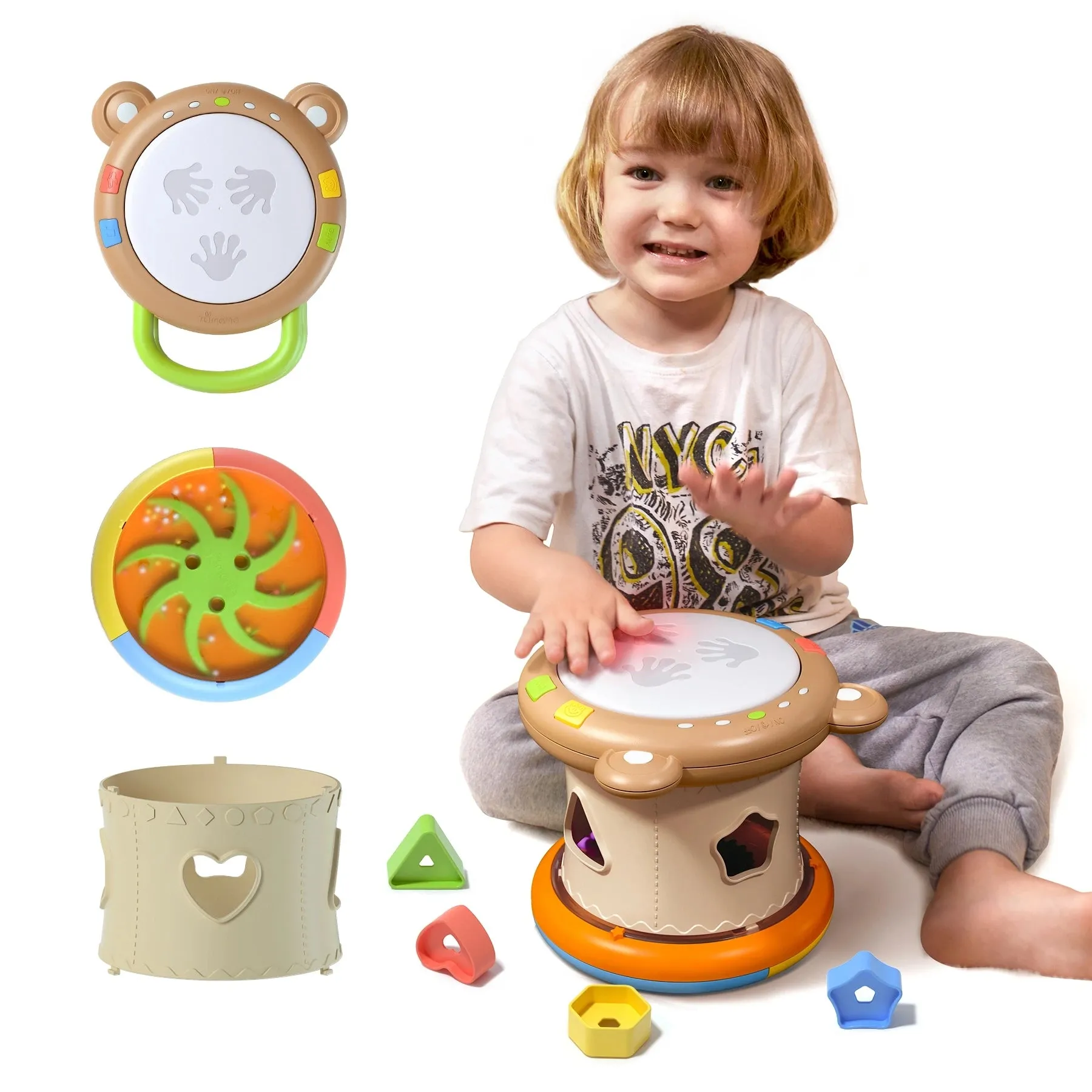 Baby musical toy,3-in-1 musical instruments sensory toy with light and sounds  shape sorter activity music cube for baby toddler 18 Months 