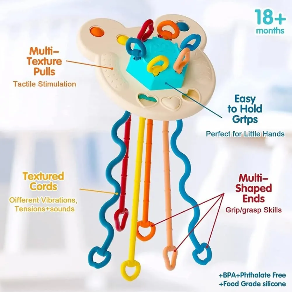 Baby Teether Pull String Sensory Rattle Toy - 888