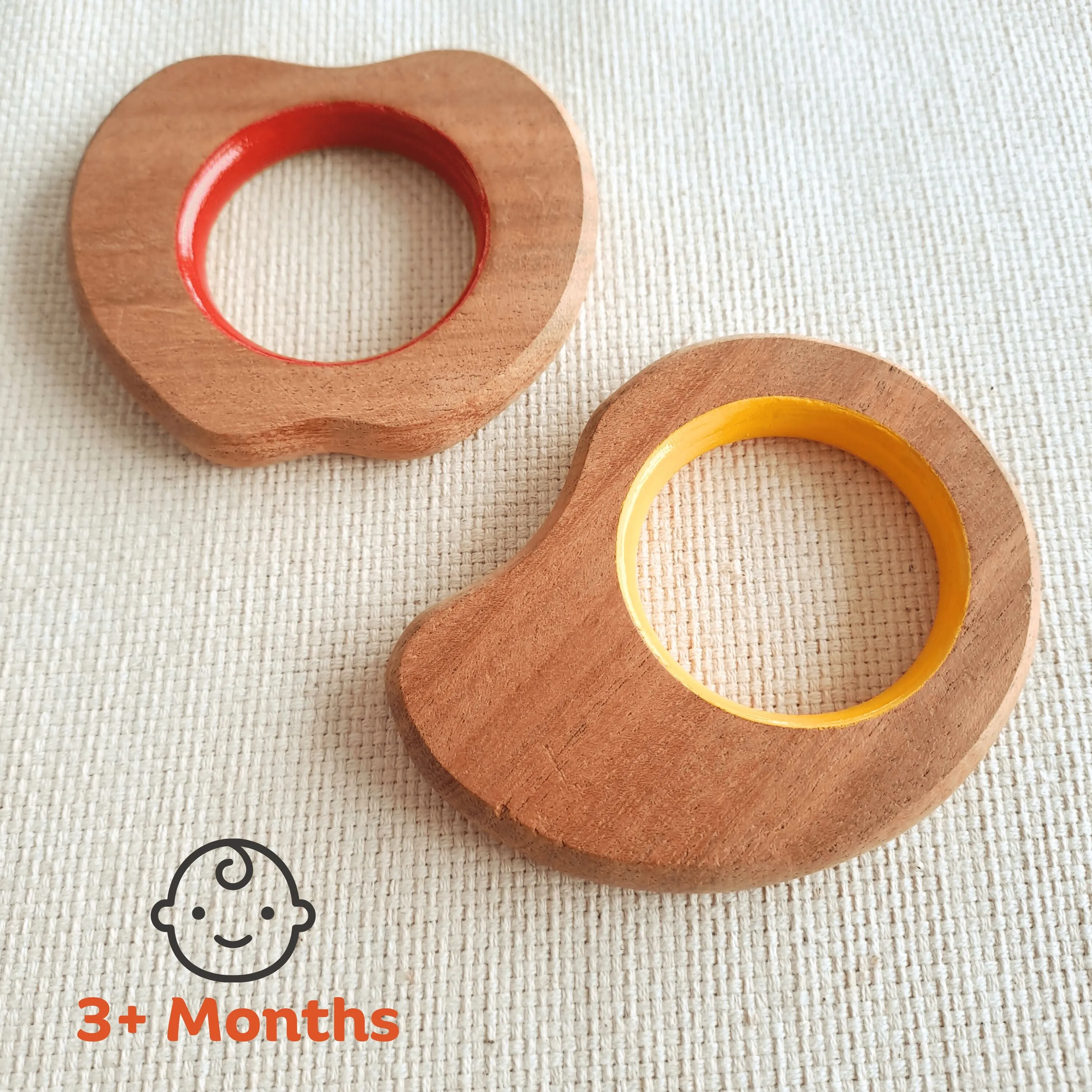 BABYCOV Cute Apple and Mango Natural Neem Wood Teethers for Babies | Natural and Safe | Goodness of Organic Neem Wood | Both Chewing and Grasping Toy | Set of 2 (Age 4  Months)