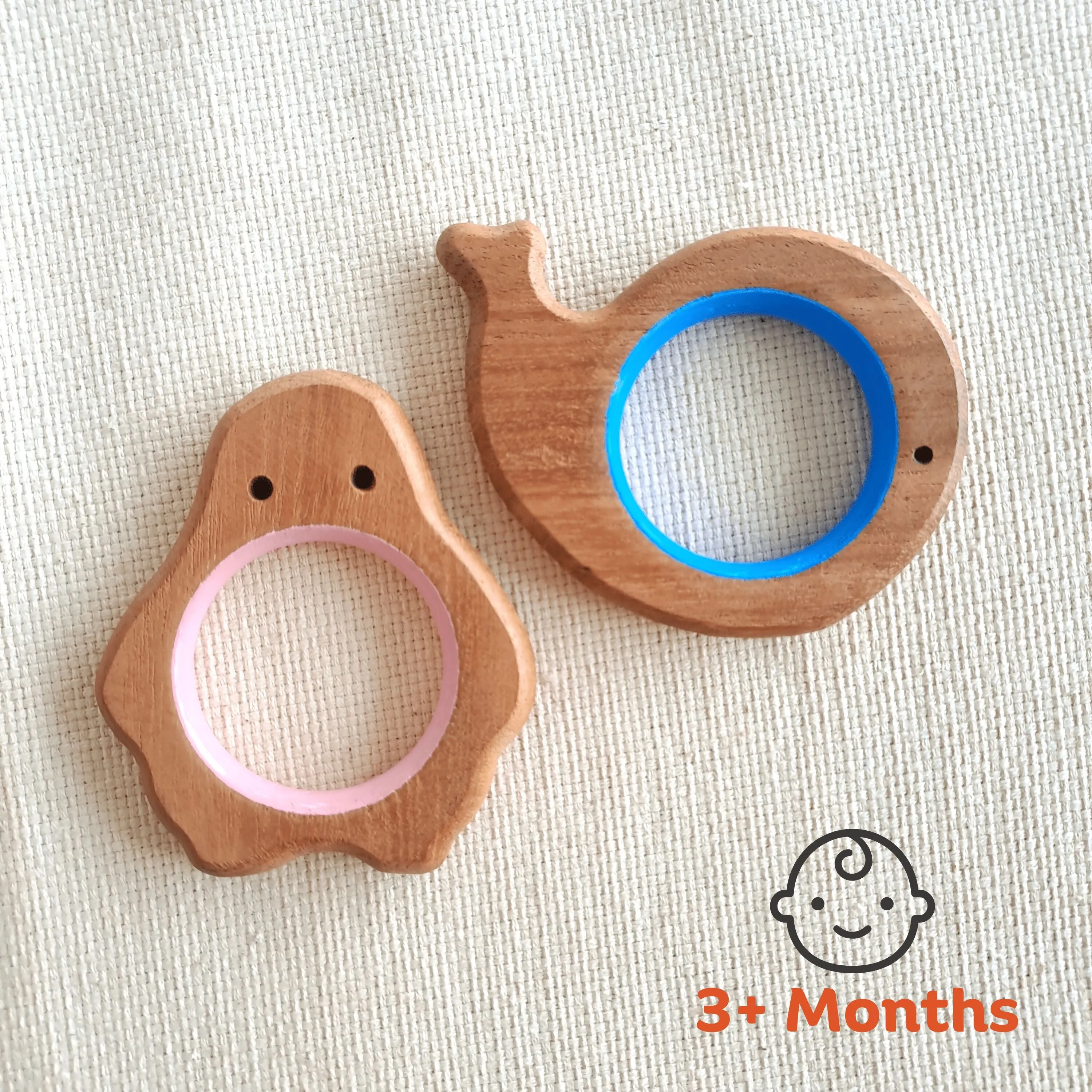 BABYCOV Cute Whale and Penguin Natural Neem Wood Teethers for Babies | Natural and Safe | Goodness of Organic Neem Wood | Both Chewing and Grasping Toy | Set of 2 (Age 4  Months)