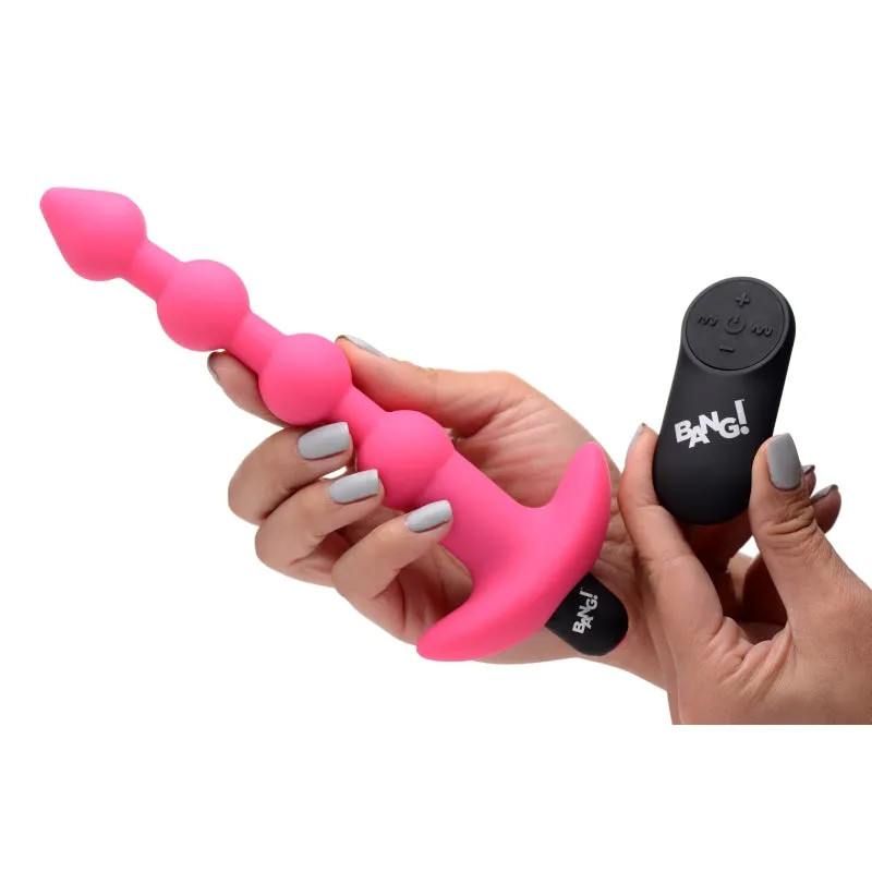 Bang - Vibrating Silicone Anal Beads and Remote Control - Pink