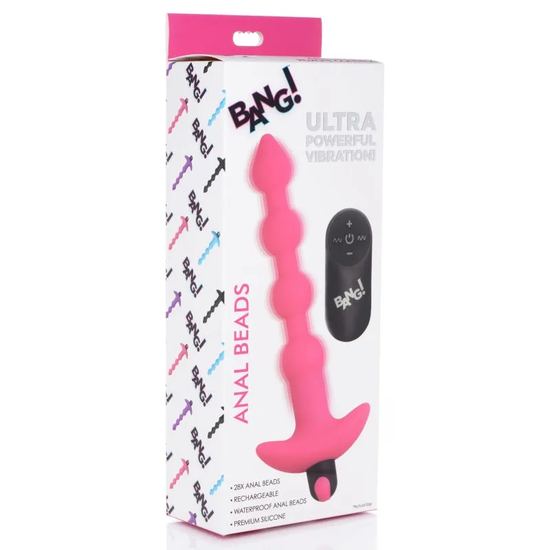 Bang - Vibrating Silicone Anal Beads and Remote Control - Pink