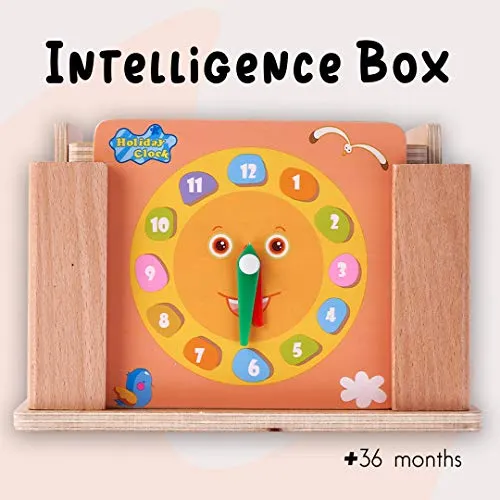 BAYBEE Wooden Colorful Intelligence Box Toys for Kids, Wooden Blocks Shape Matching Kids Toys with 5 Panels & Clock, Early Educational Learning Toy for Kids Boys & Girls (0 pieces)