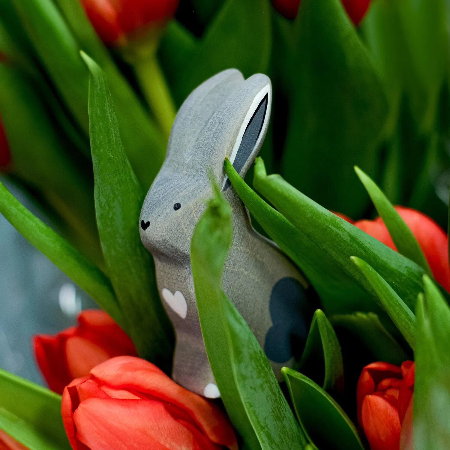 Bumbu Wooden Grey Sitting Rabbit