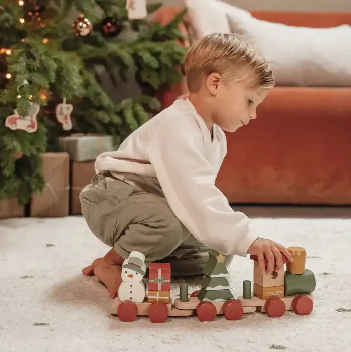 Christmas Stacking Wooden Block Winter Train