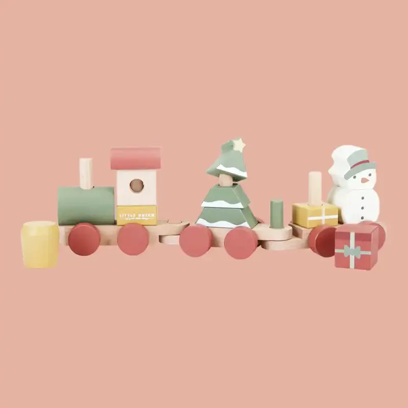 Christmas Stacking Wooden Block Winter Train