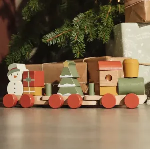 Christmas Stacking Wooden Block Winter Train