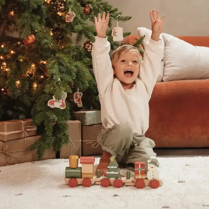 Christmas Stacking Wooden Block Winter Train