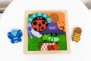 Chunky Wooden Puzzle & Stacker Toys  - Bugs