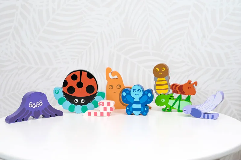 Chunky Wooden Puzzle & Stacker Toys  - Bugs