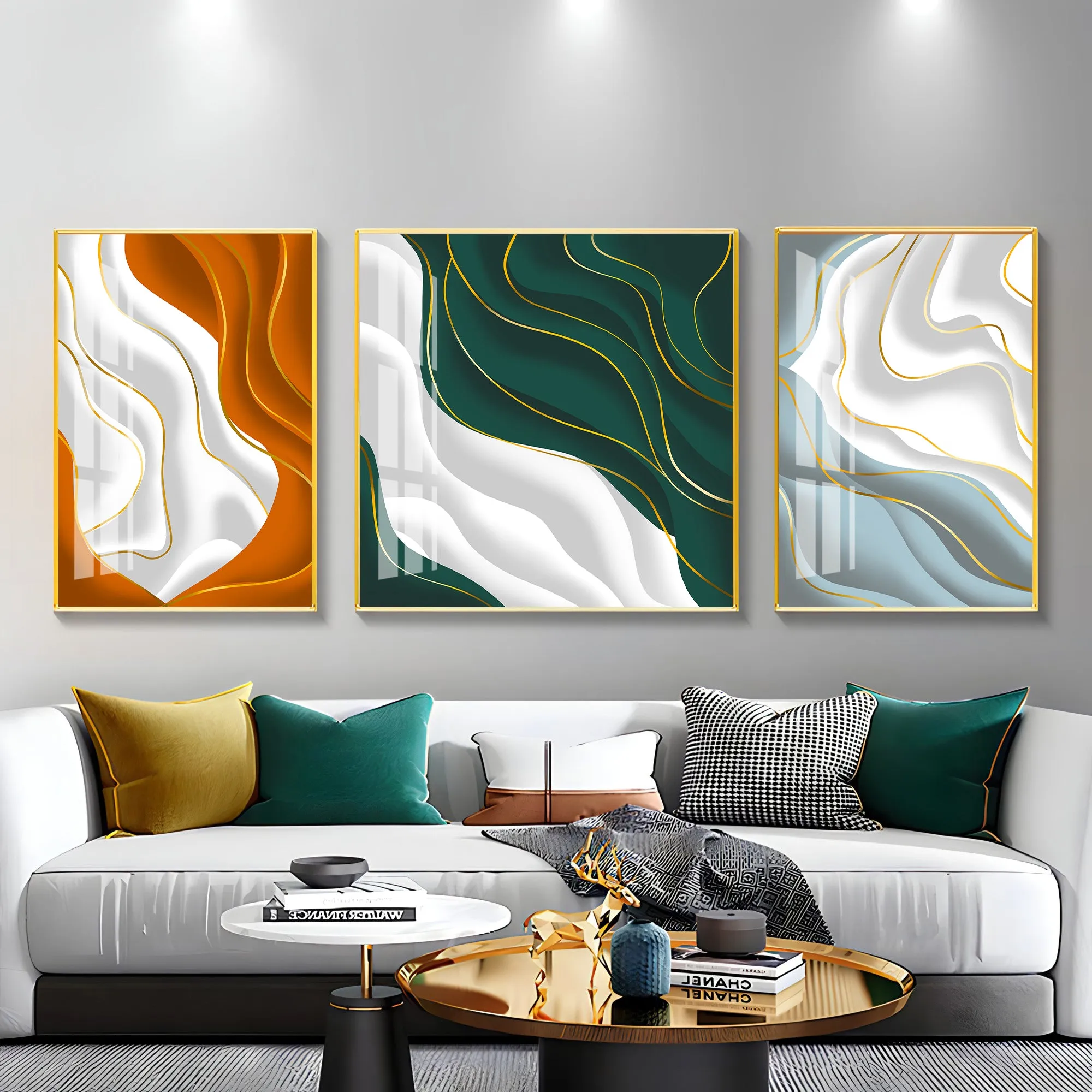 Colorful Waves  Premium Acrylic Wall Art (Set of 3)