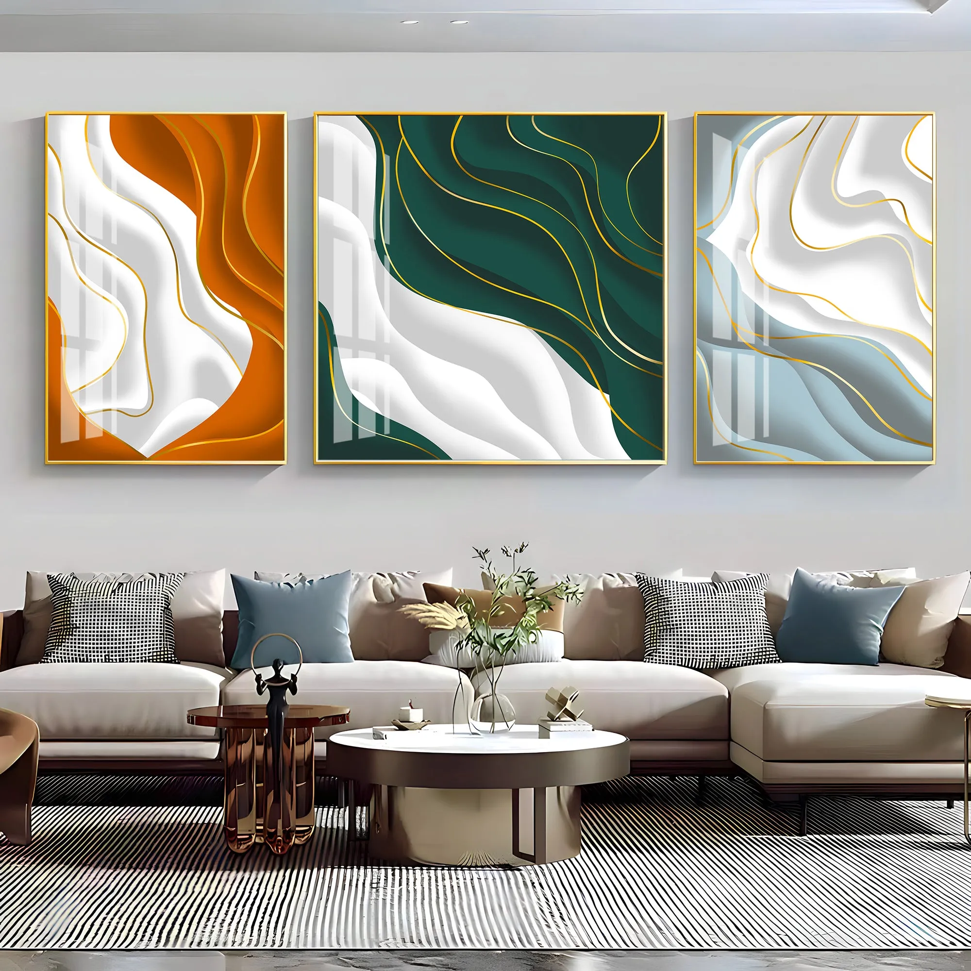 Colorful Waves  Premium Acrylic Wall Art (Set of 3)