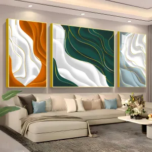 Colorful Waves  Premium Acrylic Wall Art (Set of 3)