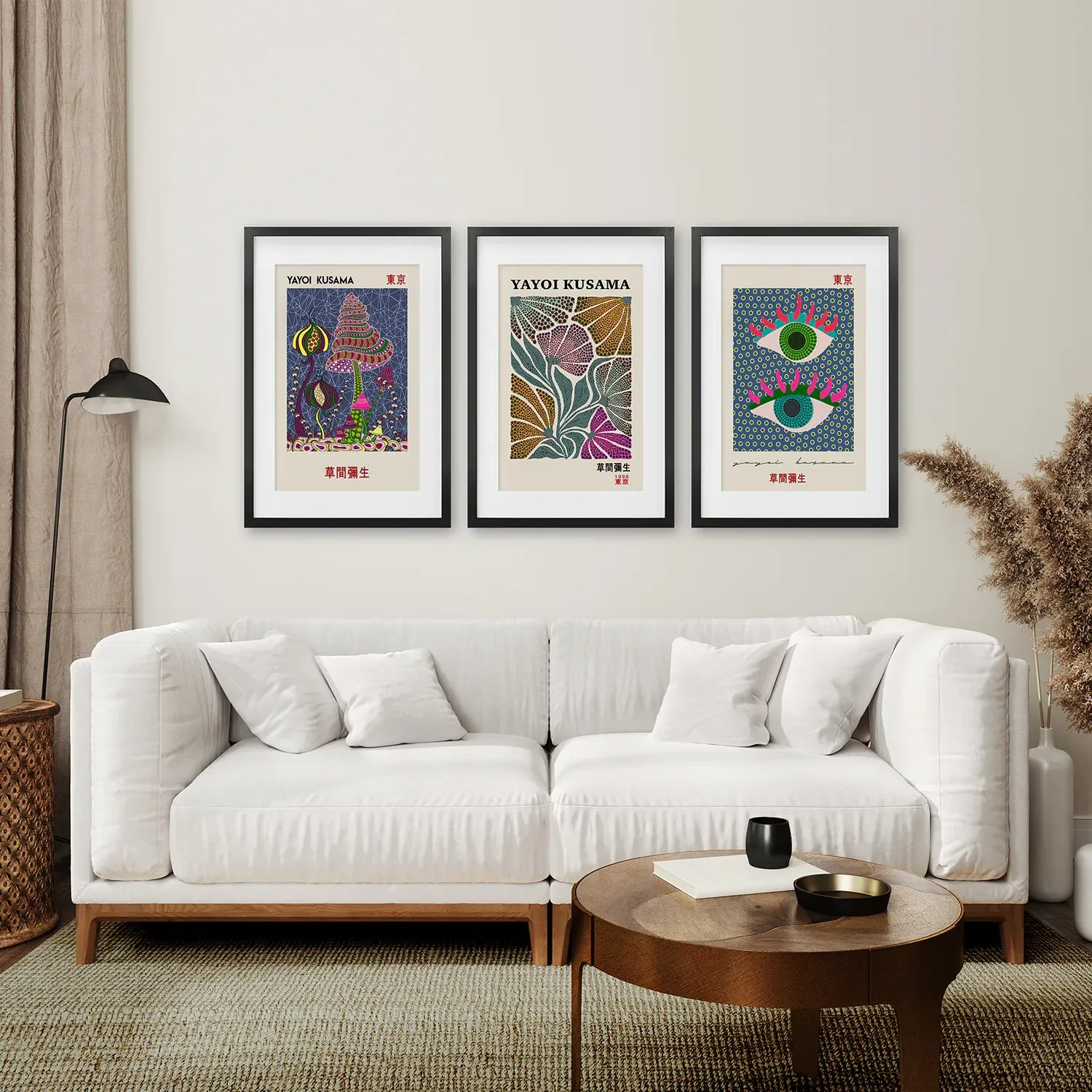 Colorful Yayoi Kusama Poster Set of 3 Museum Art