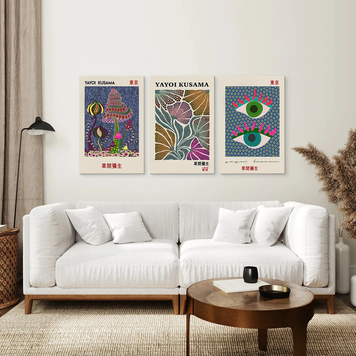 Colorful Yayoi Kusama Poster Set of 3 Museum Art