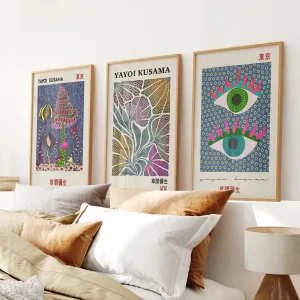 Colorful Yayoi Kusama Poster Set of 3 Museum Art