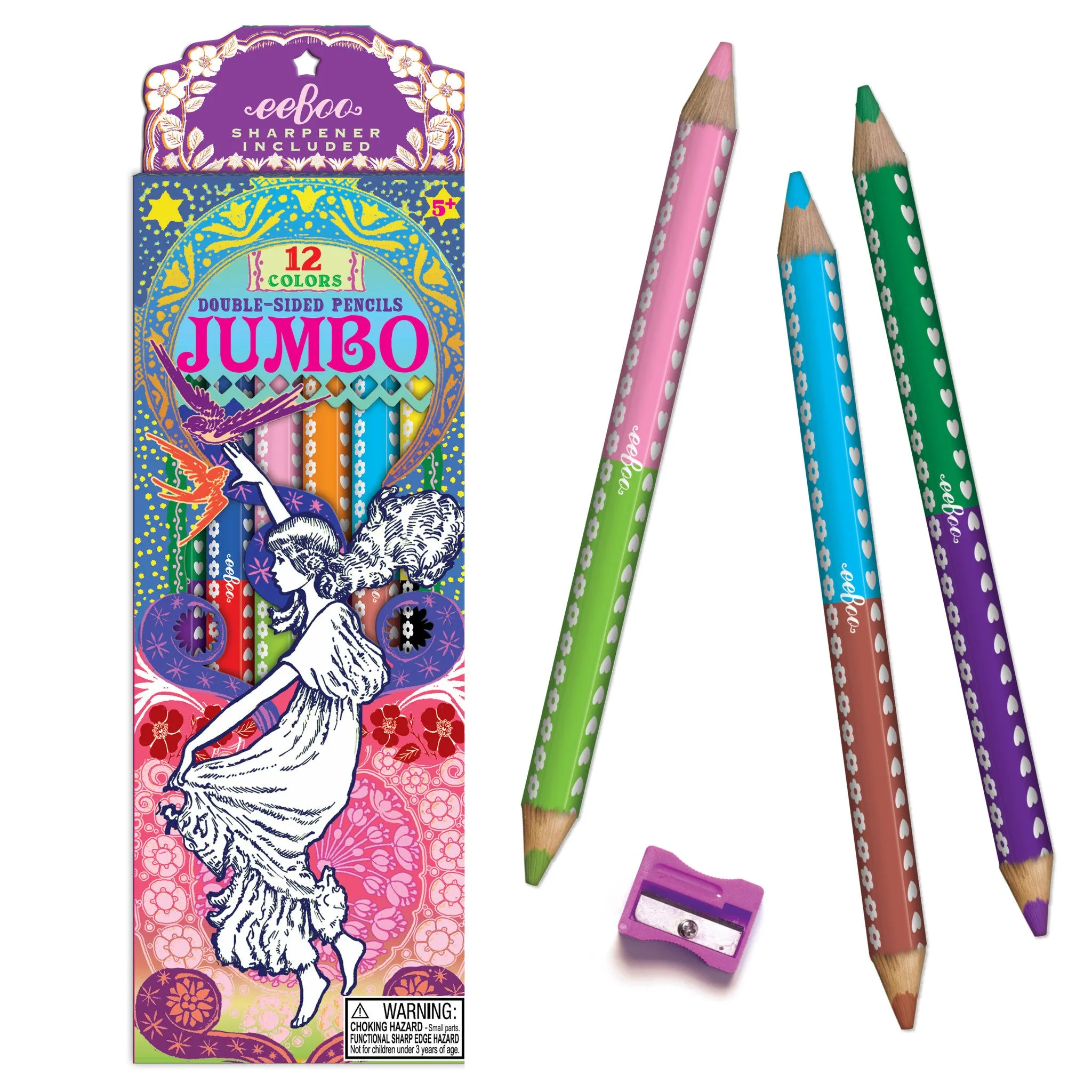 eeBoo Girl in Stars 6 Double Sided Pencils